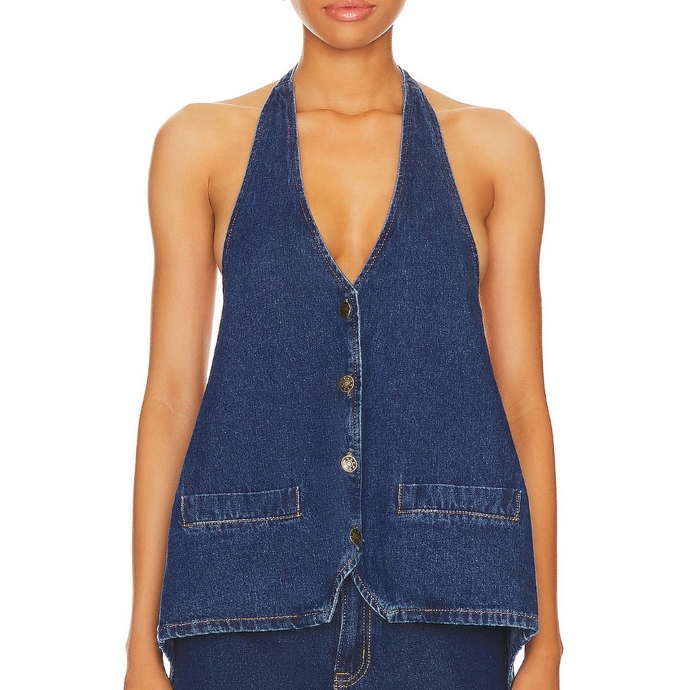 Lioness Dark Blue Denim Halter Top